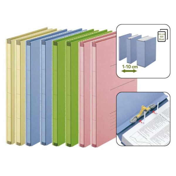 FL-1200 Flex Folder - Flexible Ablagemappe 1-10 cm bis zu 800 Blatt bunte Farben beige blau grün rosa